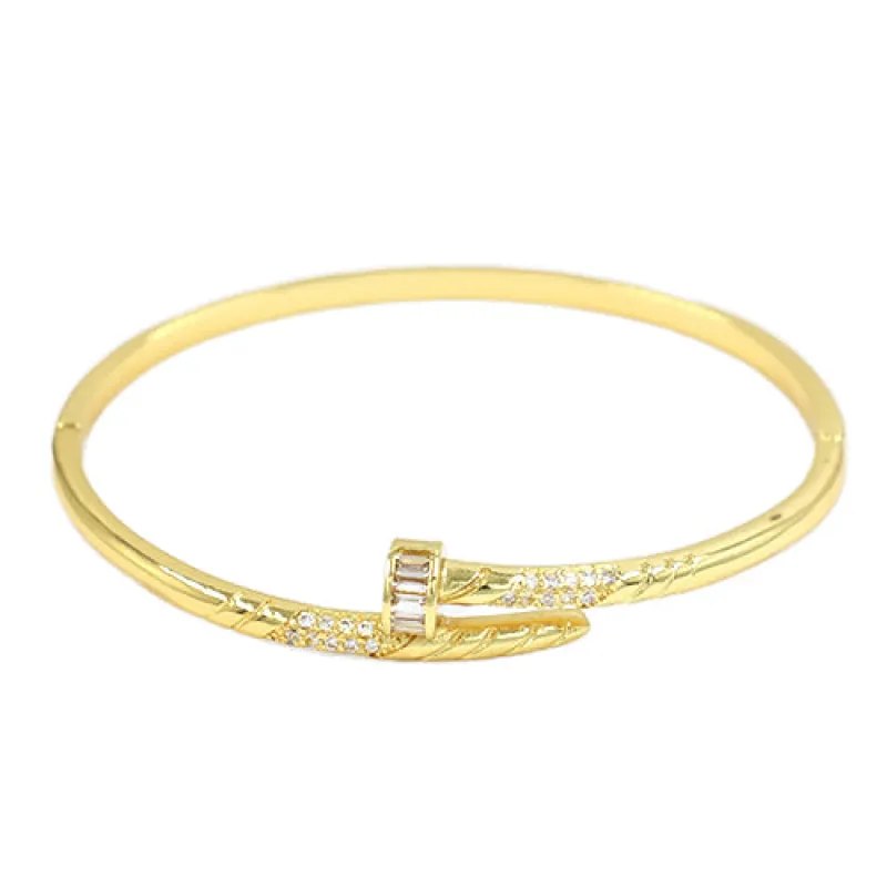 GOLD BANGLE CLEAR STONES ( 2162 GD ) sold by Oh My Jewelry