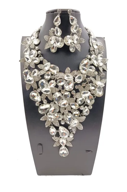 (Copy) SILVER NECKLACE SET CLEAR STONES ( 0052 3C ) sold by Oh My Jewelry