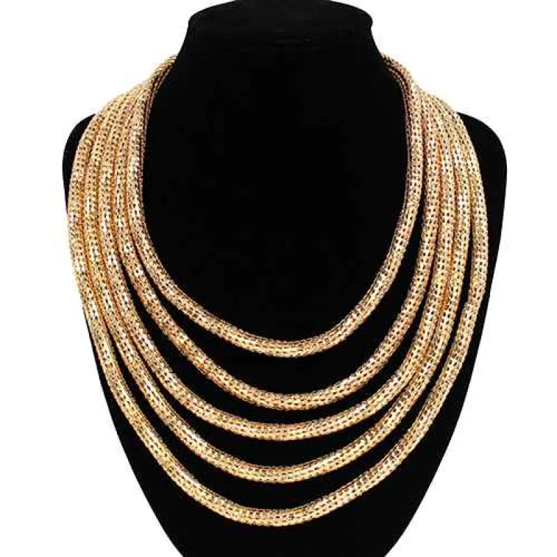GOLD LAYERED NECKLACE ( 2196 GD ) made by Oh My Jewelry