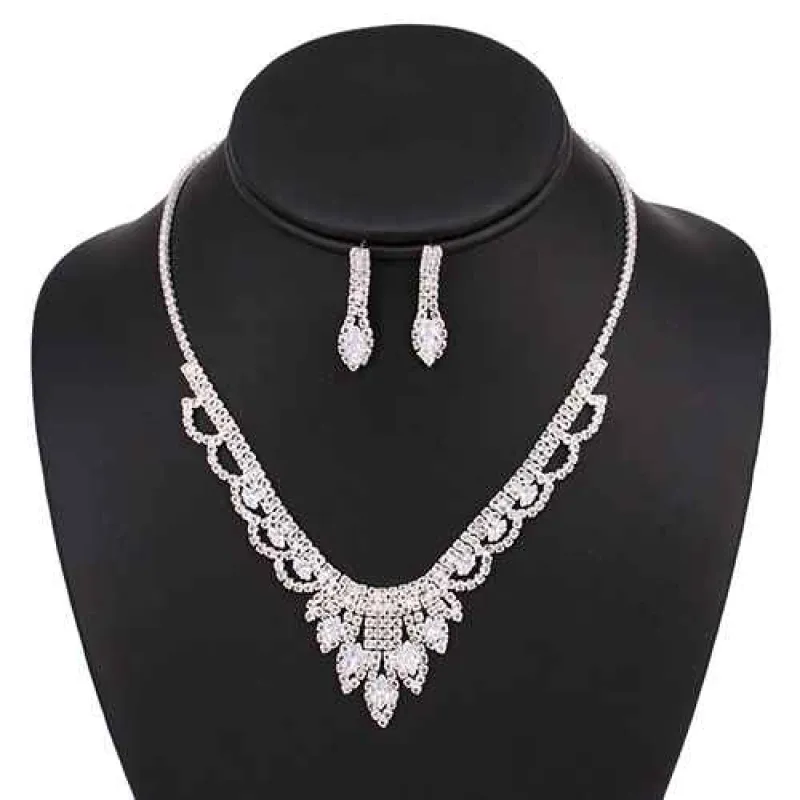 SILVER NECKLACE SET CZ STONES ( 8208 RDCLR ) sold by Oh My Jewelry