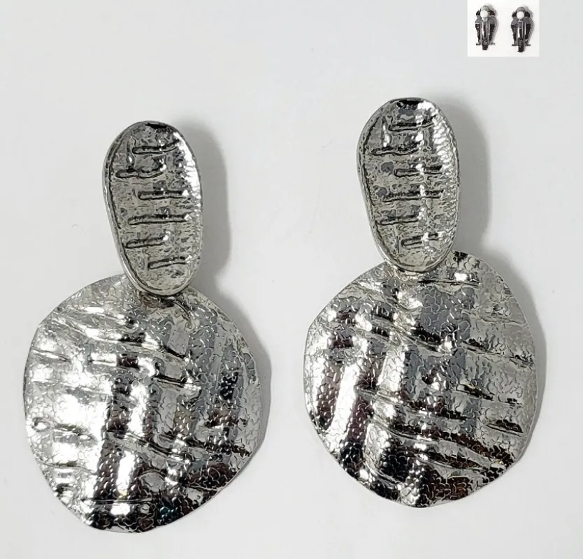 SILVER CLIP ON EARRINGS ( 20219 R ) sold by Oh My Jewelry