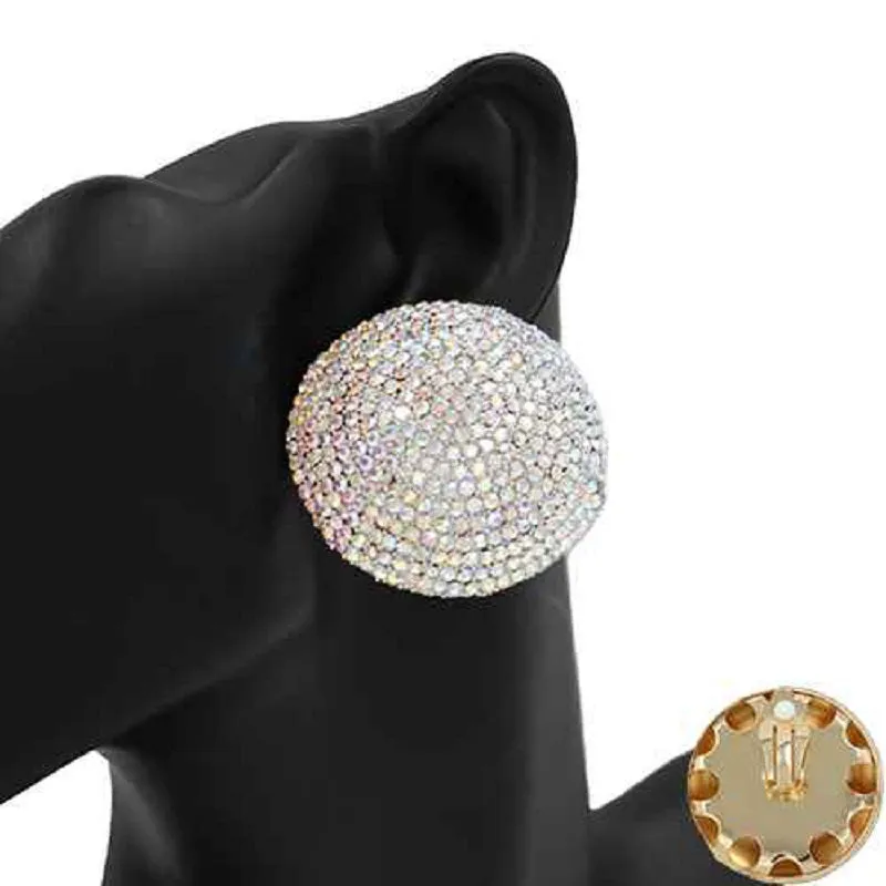 GOLD DOME CLIP ON EARRINGS AB STONES ( 2419 GDAB-CP ) sold by Oh My Jewelry