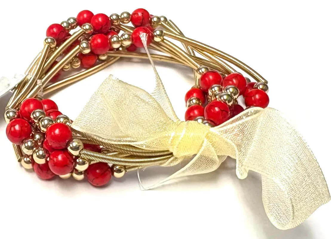 CORAL BEAD STRETCH BRACELET ( 1148 GLCOR ) sold by Oh My Jewelry