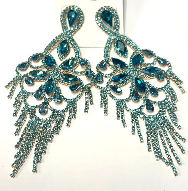 GOLD BLUE DANGLING EARRINGS ( 35234 GABL ) sold by Oh My Jewelry
