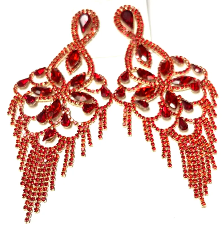 GOLD RED DANGLING EARRINGS ( 35234 GRED ) sold by Oh My Jewelry