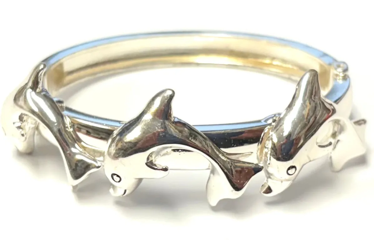 SILVER DOLPHIN BANGLE ( 3956 S ) sold by Oh My Jewelry