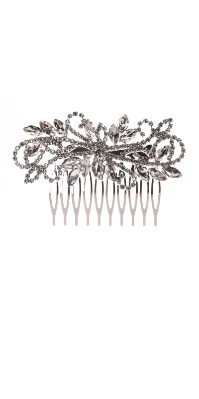 SILVER HAIR COMB CLEAR STONES ( 41143 CLSV ) sold by Oh My Jewelry