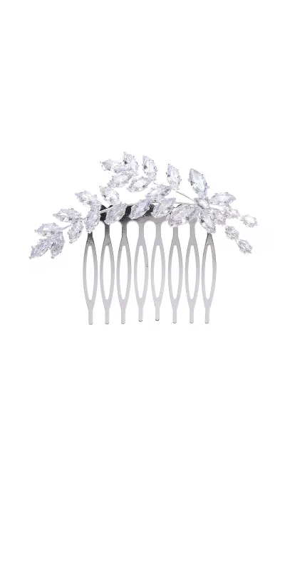 SILVER HAIR COMB CLEAR STONES ( 41338 CZCLSV ) sold by Oh My Jewelry