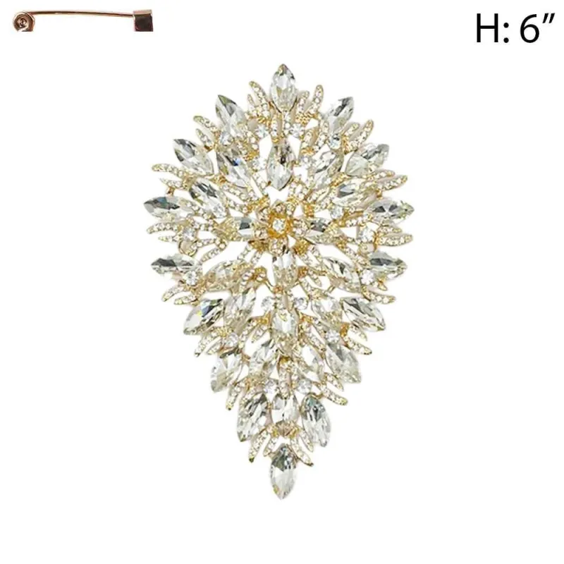 GOLD BROOCH CLEAR STONES ( 12019 GCL ) made by Oh My Jewelry