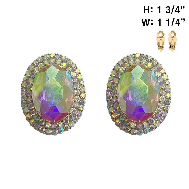 GOLD CLIP ON EARRINGS AB STONES STONES ( 194 GAB ) sold by Oh My Jewelry