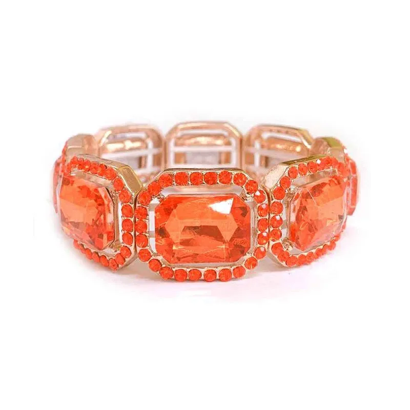 GOLD STRETCH BRACELET ORANGE STONES ( 115 GOR ) sold by Oh My Jewelry