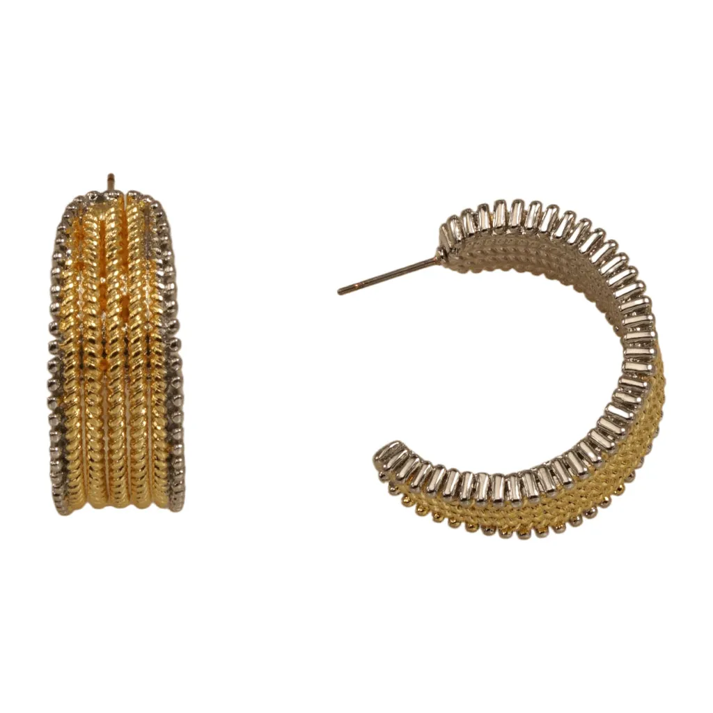 SILVER GOLD HOOP EARRINGS ( 8590 EGK ) sold by Oh My Jewelry