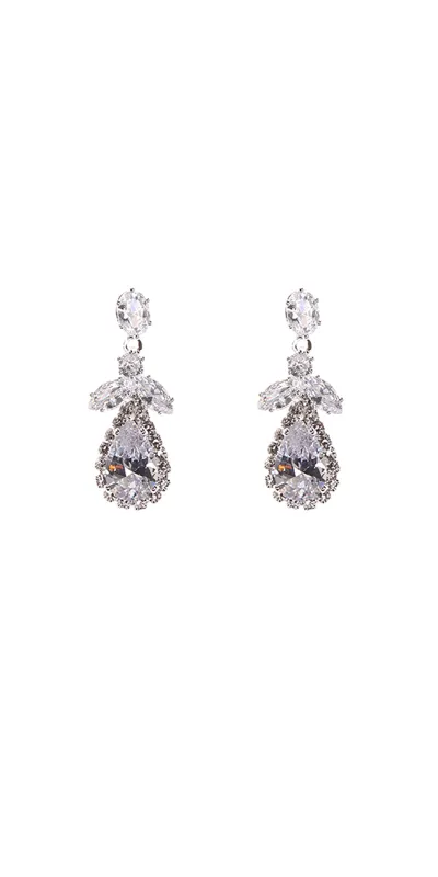 SILVER EARRINGS CLEAR CZ CUBIC ZIRCONIA ( 10829 CZCLSV ) sold by Oh My Jewelry