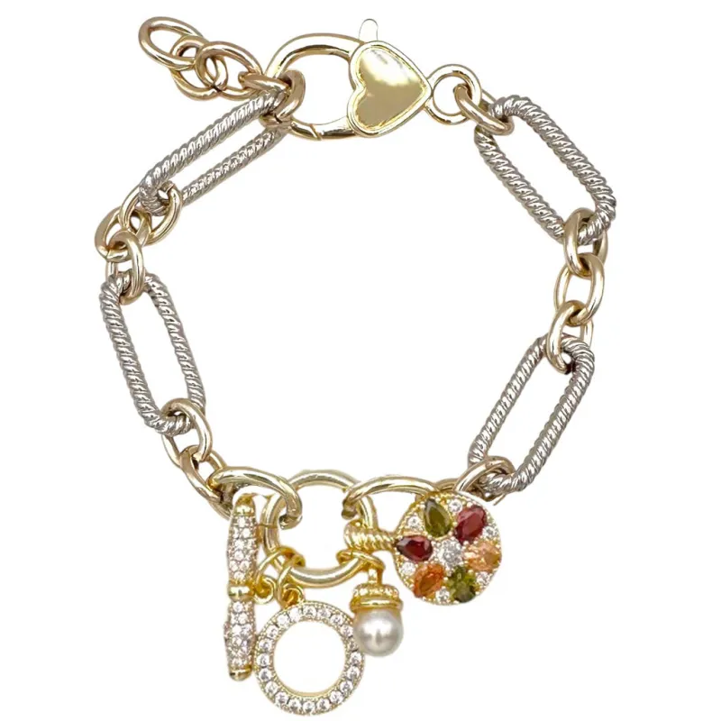 14K GOLD PLATED BRACELET CZ STONES ( 1038 B ) sold by Oh My Jewelry
