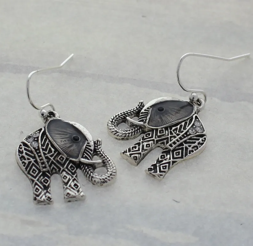 SILVER ELEPHANT EARRINGS ( 34785 S ) made by Oh My Jewelry