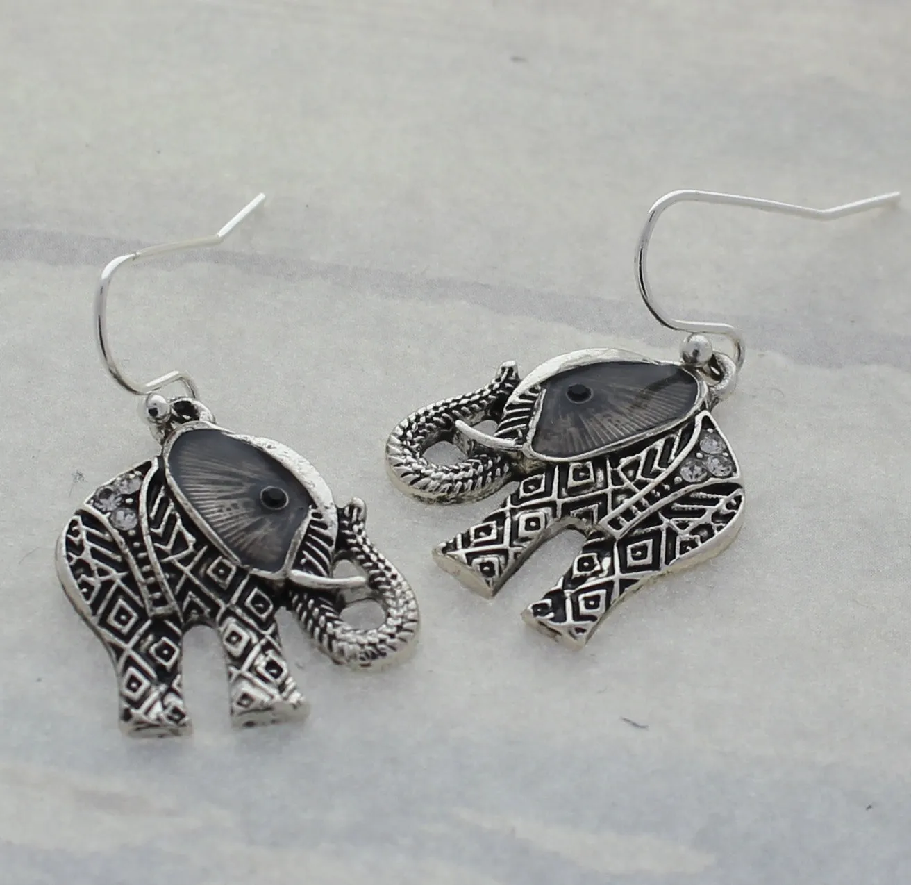 SILVER ELEPHANT EARRINGS ( 34785 S ) sold by Oh My Jewelry