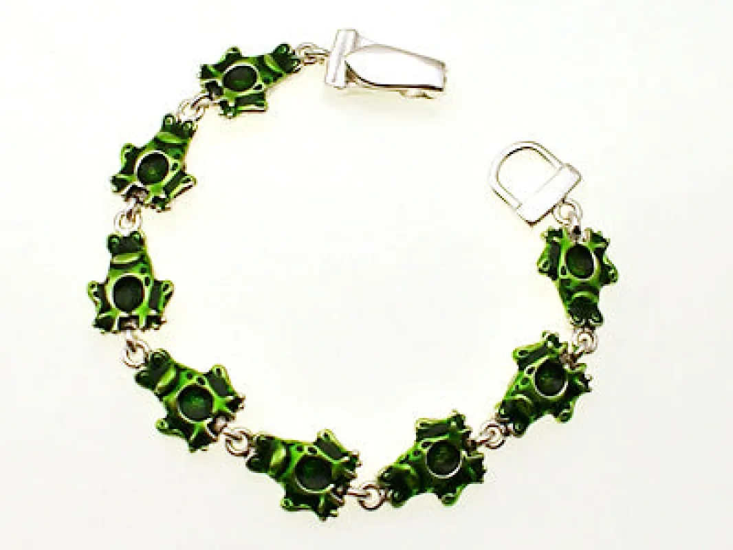 SILVER GREEN FROG MAGNETIC BRACELET ( 30953 S ) sold by Oh My Jewelry