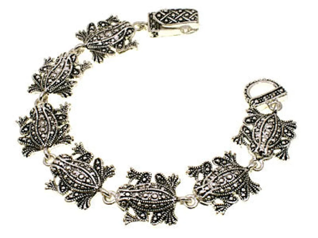 SILVER FROG BRACELET ( 30164 S ) sold by Oh My Jewelry