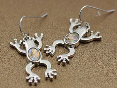 SILVER MOTHER OF PEARL STYLE FROG EARRINGS ( 50899 ) sold by Oh My Jewelry