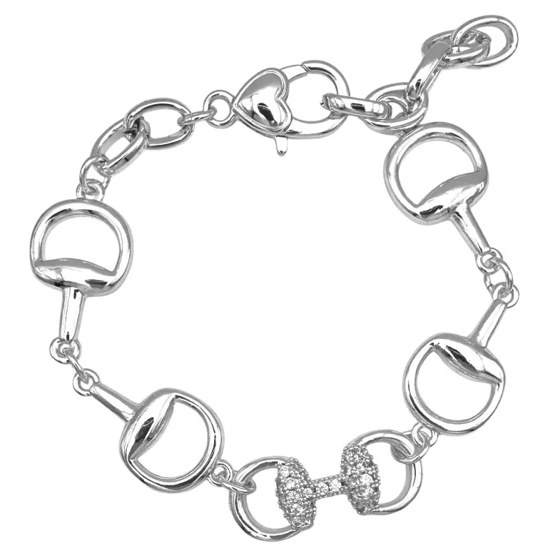 SILVER BRACELET HORSEBIT CZ STONES ( 1224 BX ) sold by Oh My Jewelry