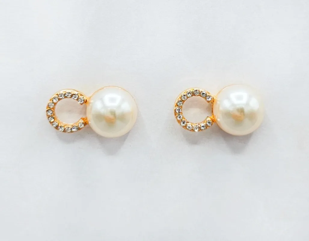 GOLD CREAM PEARL EARRINGS ( 2237 GD ) sold by Oh My Jewelry