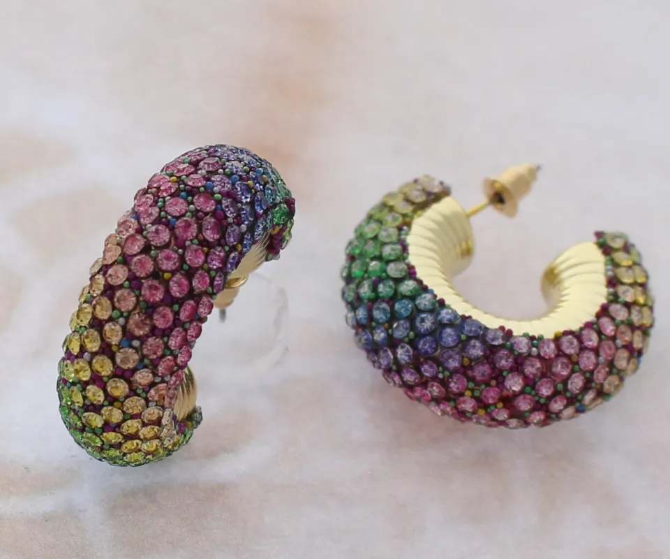 GOLD RAINBOW HOOP EARRINGS ( 1022 GMT ) made by Oh My Jewelry