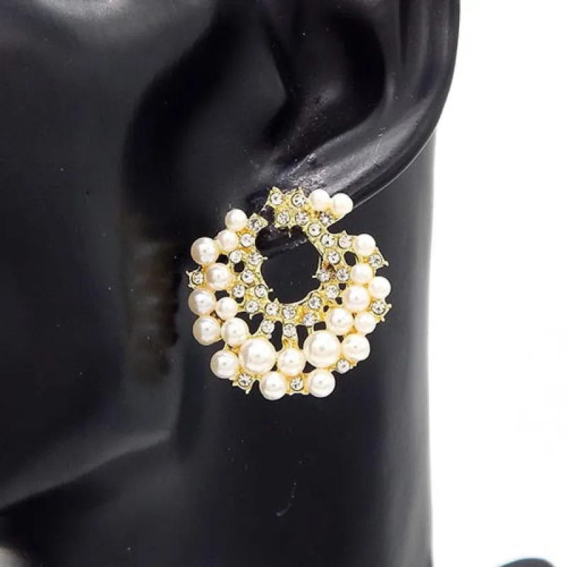GOLD CREAM PEARL EARRINGS ( 3264 GDCRM ) sold by Oh My Jewelry