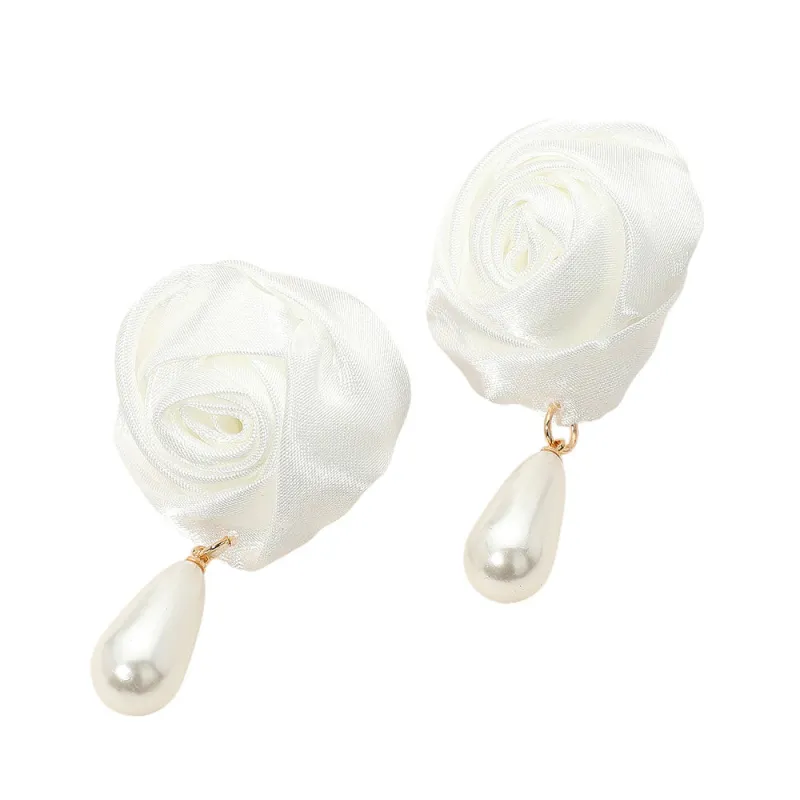 WHITE FLOWER EARRINGS ( 2701 WHT ) sold by Oh My Jewelry