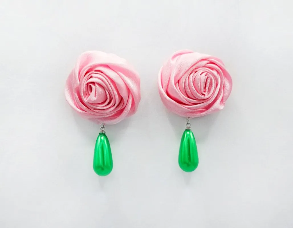 PINK FLOWER EARRINGS ( 2701 PK ) sold by Oh My Jewelry