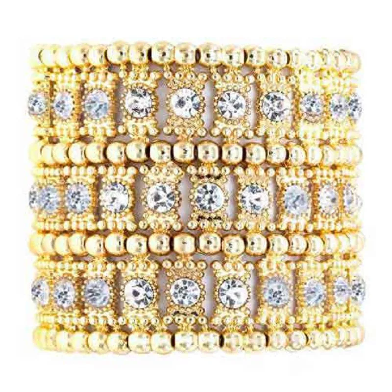 GOLD STRETCH BRACELET CLEAR STONES ( 7739 GDCL ) sold by Oh My Jewelry