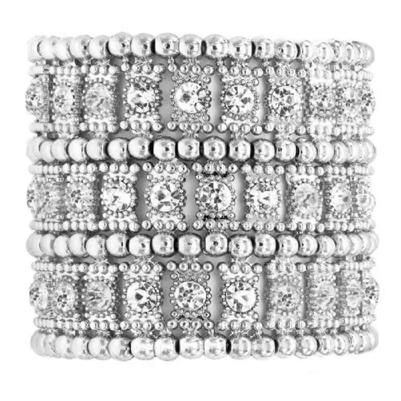 SILVER STRETCH BRACELET CLEAR STONES ( 7739 SV ) sold by Oh My Jewelry