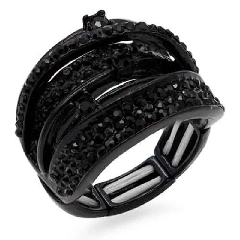 BLACK STRETCH RING BLACK STONES ( 2217 JET ) sold by Oh My Jewelry