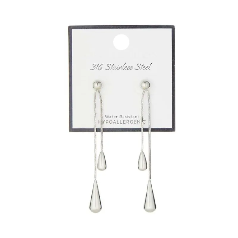 316 STAINLESS STEEL SILVER DANGLING EARRINGS ( 70018 RH ) sold by Oh My Jewelry