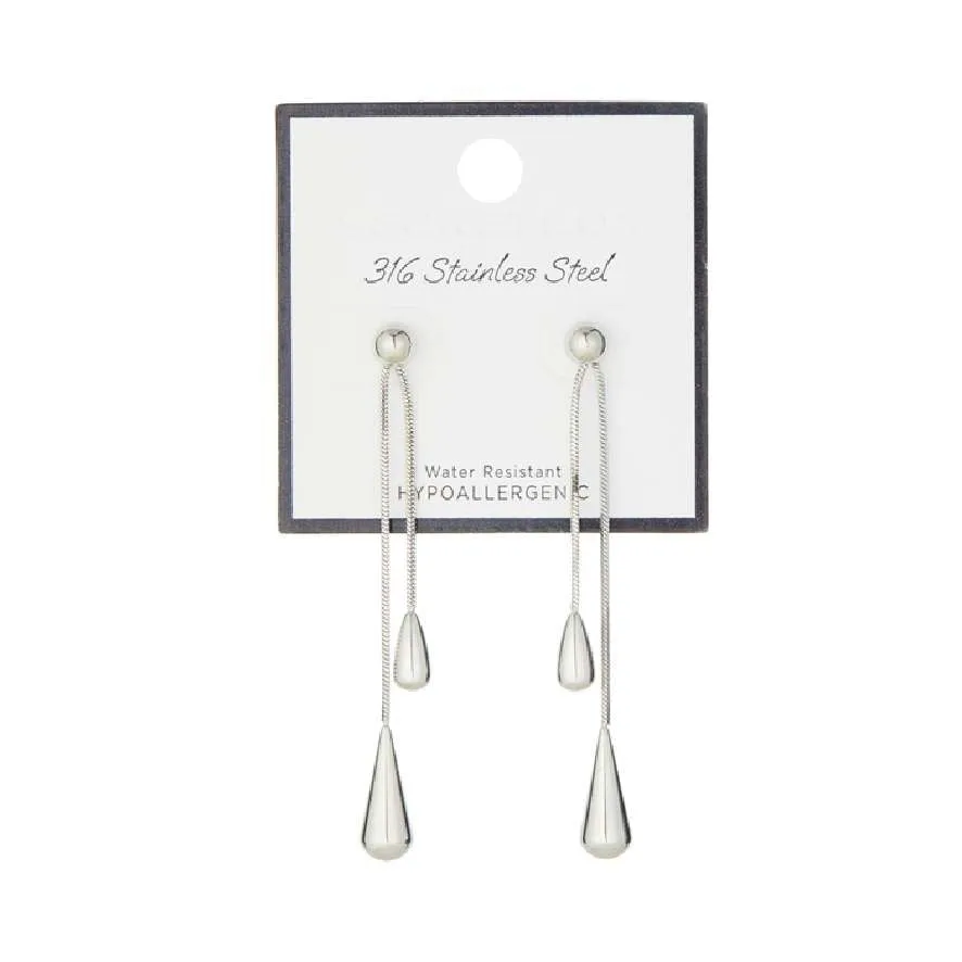 316 STAINLESS STEEL SILVER DANGLING EARRINGS ( 70018 RH ) sold by Oh My Jewelry