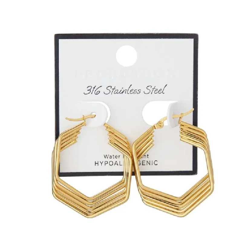 316 STAINLESS STEEL GOLD HOOP EARRINGS ( 70049 GD ) sold by Oh My Jewelry