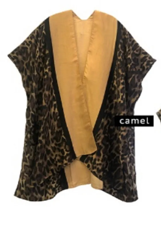 CAMEL COLOR LEOPARD PRINT KIMONO ( 3058 CAMEL ) sold by Oh My Jewelry