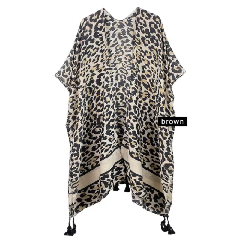 ANIMAL PRINT KIMONO ( 410104 BRN ) sold by Oh My Jewelry