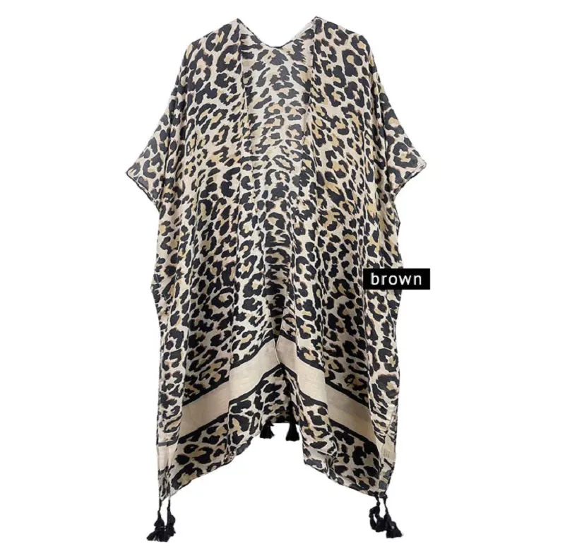 ANIMAL PRINT KIMONO ( 410104 BRN ) sold by Oh My Jewelry