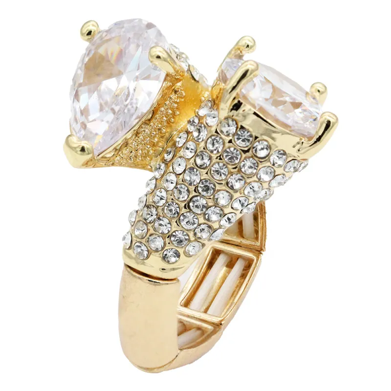 ADJUSTABLE RING CLEAR STONES ( 2273 GDCL ) sold by Oh My Jewelry