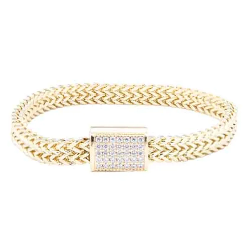 14K GOLD PLATED MAGNETIC BRACELET CLEAR CZ STONES ( 921 GD ) sold by Oh My Jewelry