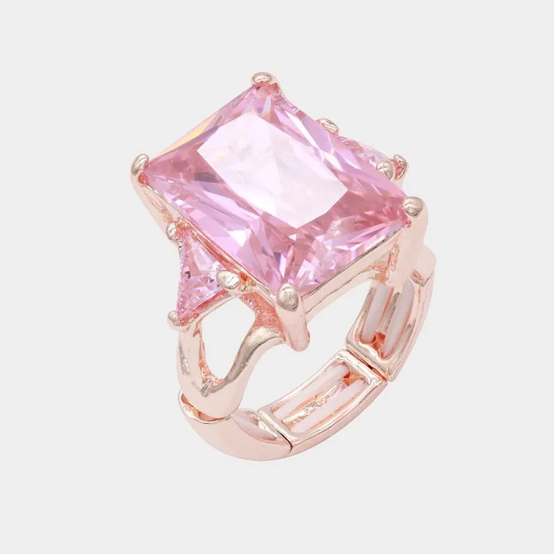 ROSE GOLD STRETCH RING PINK STONES ( 2220 RGPK ) sold by Oh My Jewelry