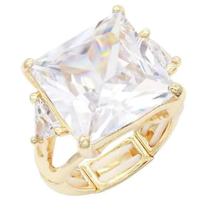 GOLD STRETCH RING CLEAR STONE ( 2266 GDCL ) sold by Oh My Jewelry