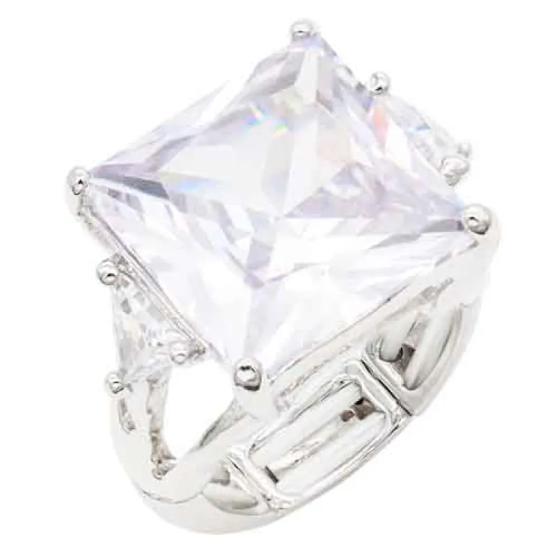 SILVER STRETCH RING CLEAR STONE ( 2266 SVCL) sold by Oh My Jewelry