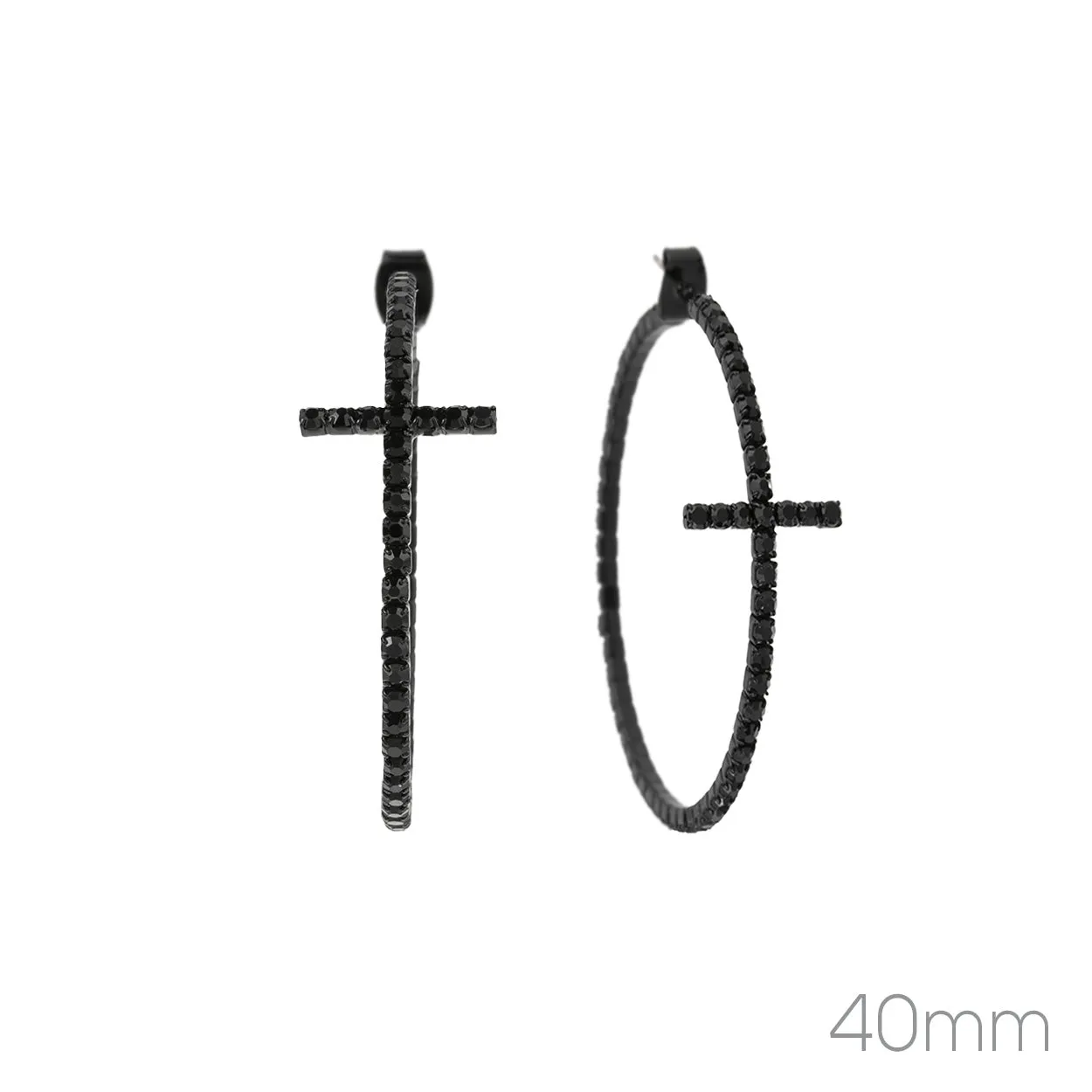40mm CROSS HOOP EARRINGS ( 28914 40JTJT ) sold by Oh My Jewelry