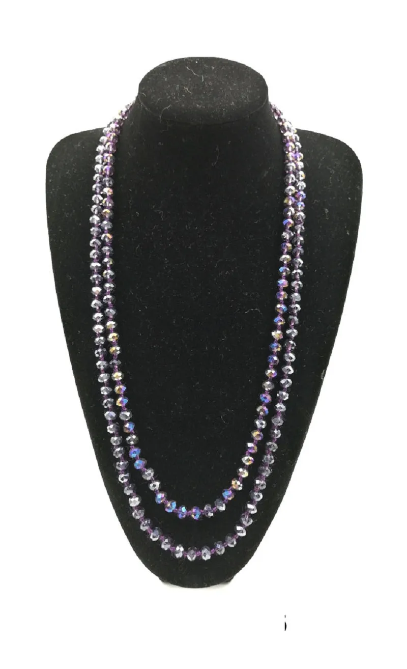 8mm 60" Knotted PURPLE Beaded Long Necklace ( 0064 PU336 ) sold by Oh My Jewelry