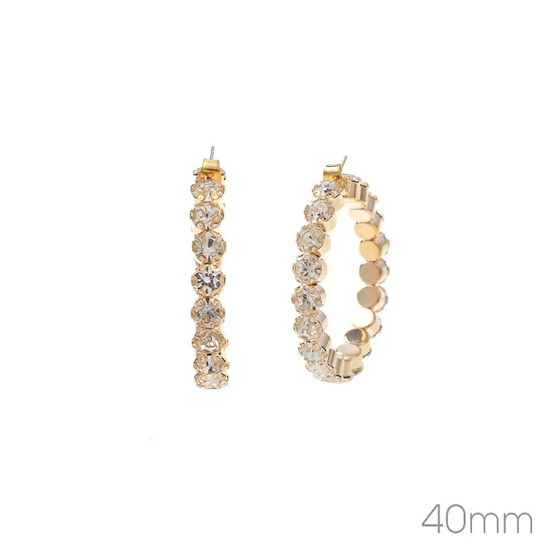 GOLD HOOP EARRINGS CLEAR STONES ( 27905 40CRG ) sold by Oh My Jewelry
