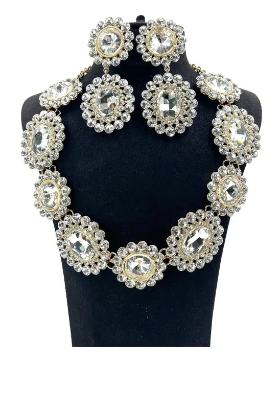 GOLD CLEAR NECKLACE SET ( 0086 2C ) sold by Oh My Jewelry