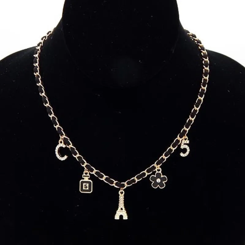 GOLD BLACK NECKLACE CHARMS ( 3745 GDBLK ) sold by Oh My Jewelry