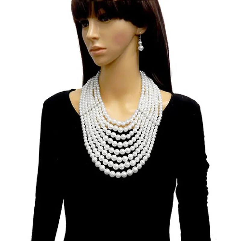 WHITE PEARL NECKLACE SET ( 2061 RDWHT ) sold by Oh My Jewelry