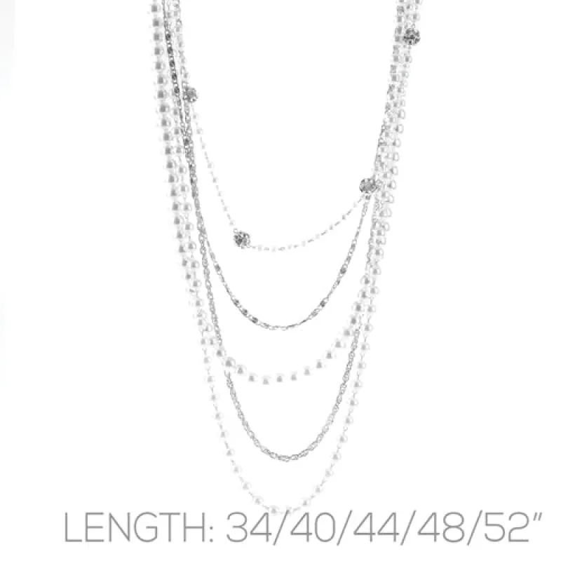 WHITE PEARL LAYERED NECKLACE ( 18406 WHR ) sold by Oh My Jewelry